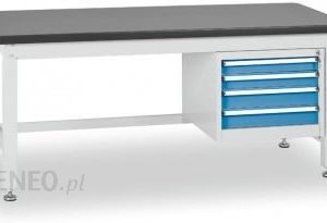 B2B Partner Stół warsztatowy z czteroszufladkowym kontenerem szary 1500x750 (409024)
