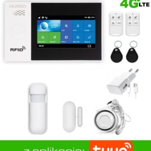 Bezprzewodowy alarm 4G LTE GSM + WiFi - HXA007 R1 + syrena przewodowa 105 db kompatybilny z aplikacją TUYA SMART