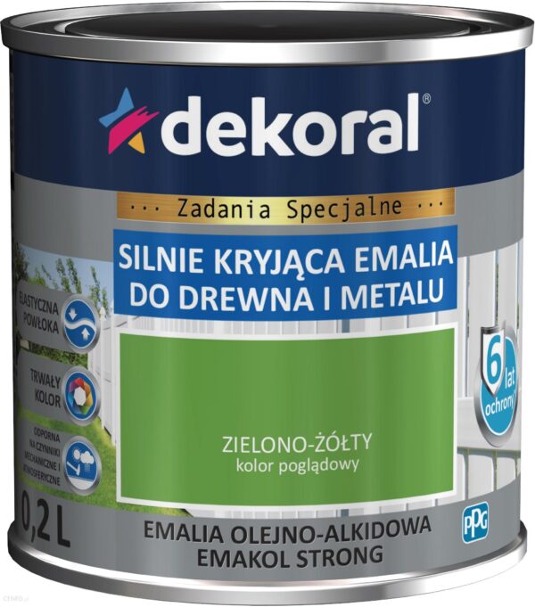 DEKORAL EMAKOL STRONG zielono-żółty RAL 6018 0