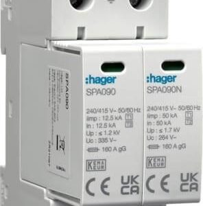 Hager Spd Ogr. Przepięć T1+T2 Mov 2P Tn-S/Tt Iimp=25kA In=50kA Up≤1