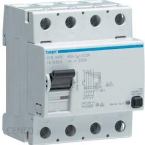 HAGER Wyłącznik różnicowoprądowy do obwodów zasilających falowniki - typ B 4 - biegunowy 40A (CFB440D)
