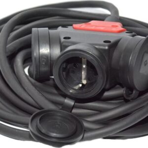 Hilark Przedłużacz Gumowy H07RnF 3x15mm Wtyczka I Trojnik Schuko 15m