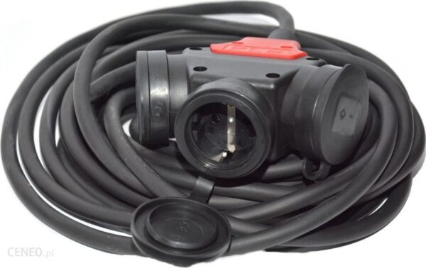 Hilark Przedłużacz Gumowy H07RnF 3x15mm Wtyczka I Trojnik Schuko 15m