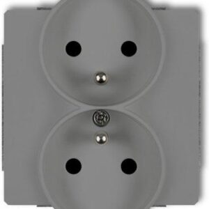 Karlik Deco mechanizm gniazdka podwójnego do ramki z uziemieniem 2x(2P+Z) szary mat 27DGPR2Z