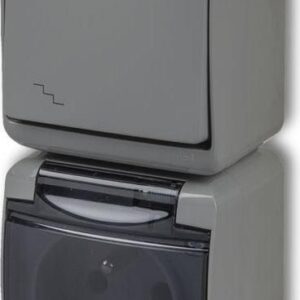 Karlik Junior Łącznik Schodowy + Gniazdo Hermetyczne Popielaty 10WGHP-3D