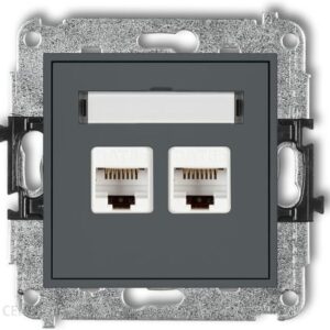 Karlik Mechanizm gniazda komputerowego podwójnego 2xRJ45 kat. 6 ekranowane 8-stykowy grafitowy mat 28MGK-6