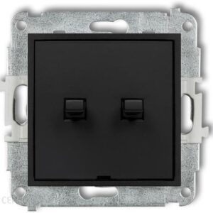 Karlik Mechanizm łącznika zwiernego dwubiegunowego (dwa klawisze bez piktogramów osobne zasilanie) czarny mat 12MWPUS-44.2