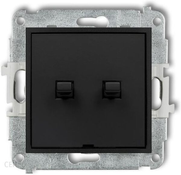 Karlik Mechanizm łącznika zwiernego dwubiegunowego (dwa klawisze bez piktogramów osobne zasilanie) czarny mat 12MWPUS-44.2