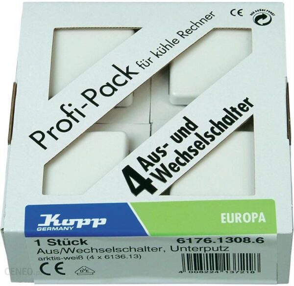 Kopp Wkładka 617613086 Przełącznik schodowy Europa Arktyczna biel Matowy