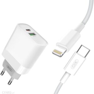 Ładowarka sieciowa do iPhone XO L64 PD QC 3.0 18W 1xUSB 1xUSB-C biała + kabel USB-C/Lightning