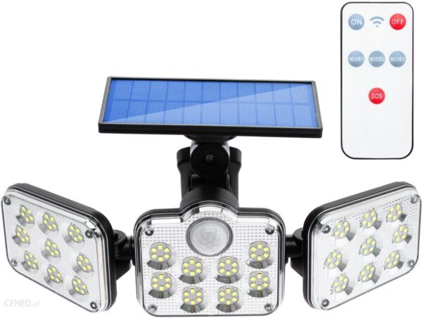 Naświetlacz Solarny Lampa 138X Led 10W 480Lm Zimna Czujnik Ruchu Ip65 + Pilot