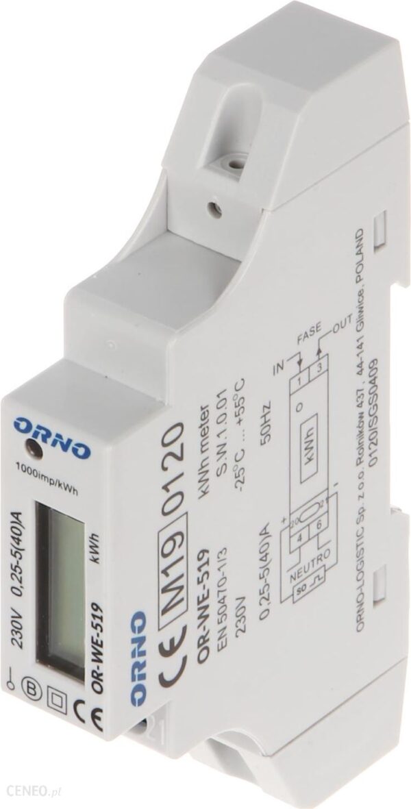 Orno-Polska Orno Licznik Energii Elektr. 1-Faz 40A Lcd Mid (ORWE519)