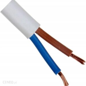 Przewód OMYp 2x1.0 kabel mieszkaniowy biały 50cm