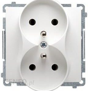 Simon Basic Gniazdo Podwójne Z Uziemieniem Białe BMGZ2M0111