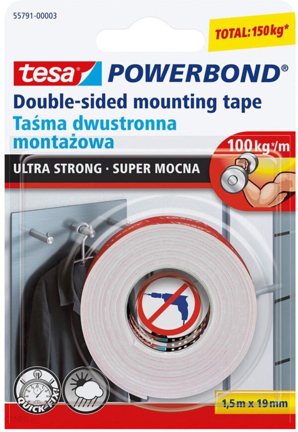 Tesa Powerbond Taśma montażowa Super mocna 19mm x 1