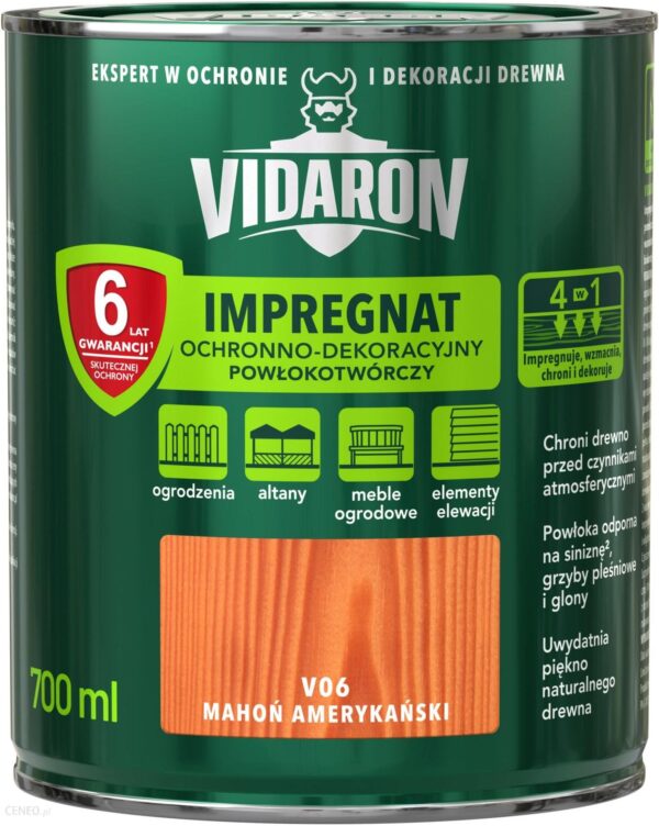 Vidaron Impregnat Ochronno-Dekoracyjny Powłokotwórczy V06 mahoń amerykański 0