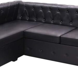 Vidaxl Sofa Chesterfield W Kształcie Litery L Sztuczna Skóra Czarna