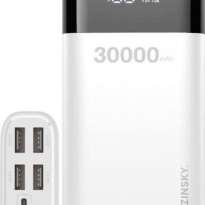 Powerbank WOZINSKY 30000mAh 4 x USB LCD Biały
